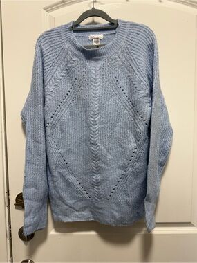 Light Blue Cable Stitch Crewneck Sweater